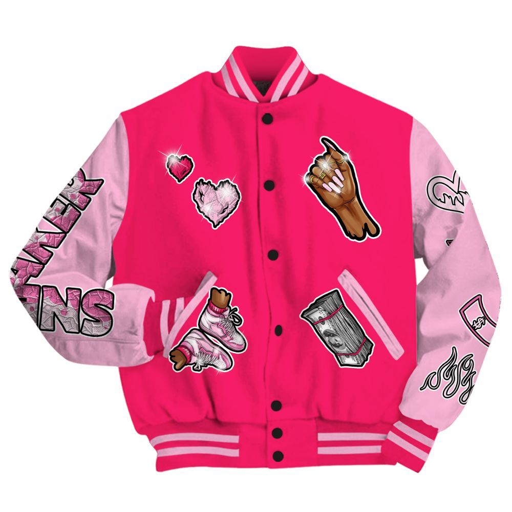 Varsity Jacket To Match Air VaporMax Plus Triple Pink - Sneakerz Girlz All Over Print