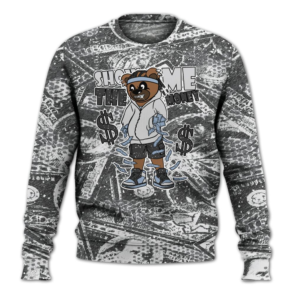 Sweatshirt To Match Reverse Black White 6s - Show Me Bear Banknotes Art All Over Print