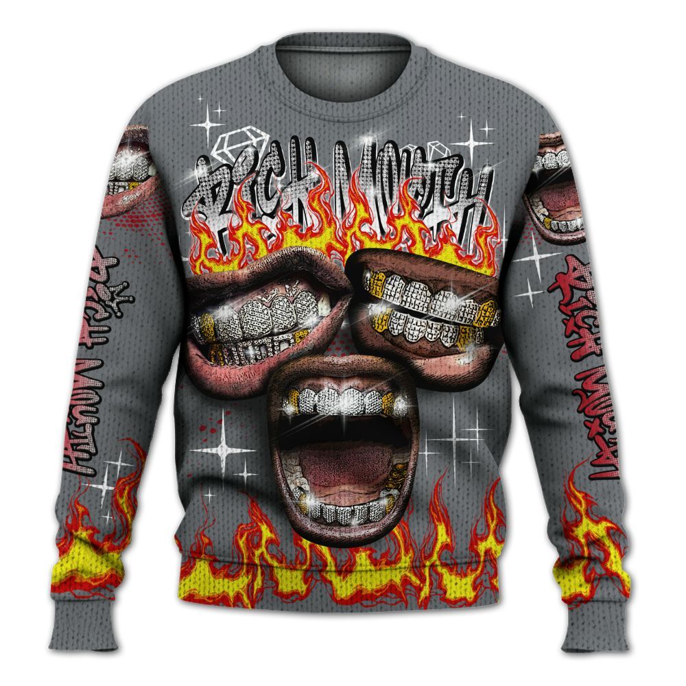 Knitted Sweater To Match Retro Fire Red 9s - Rich Mouth Fire Rap Retro 90s