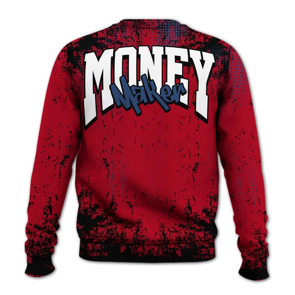 Sweatshirt To Match Air Griffey Max Black Red Navy Blue 1s - Move In Silence Money Street Retro All Over Print