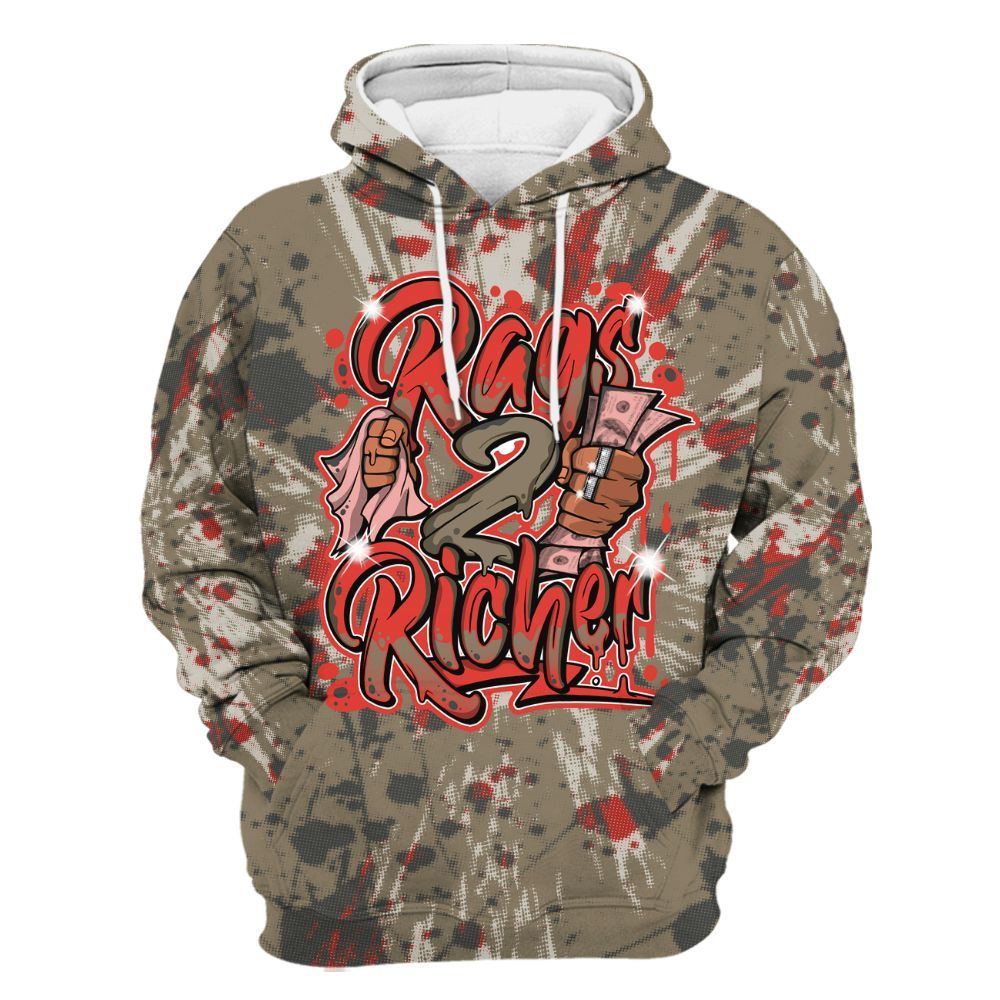 Hoodie To Match Olive 9s - Rag 2 Rich Graphic Luxury All Over Print