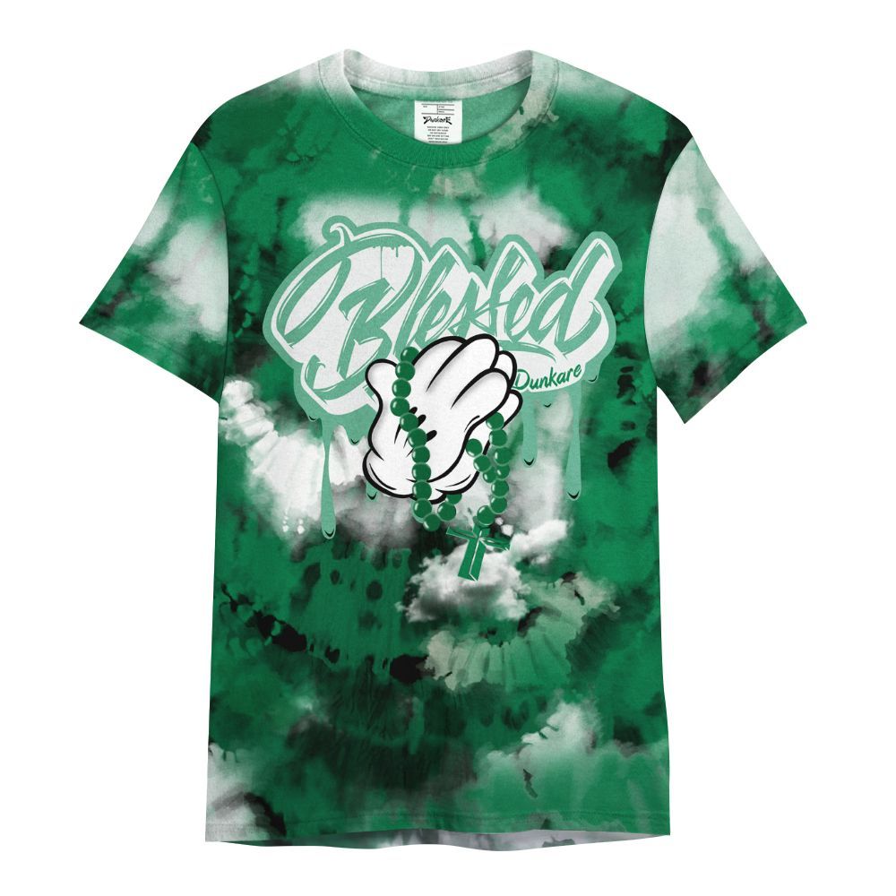 Shirt To Match Lucky Green 2s - God Blessed Tie Dye All Over Print