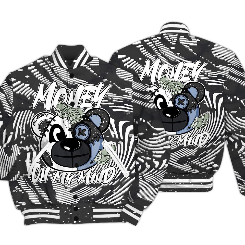 Varsity Jacket To Match Reverse Black White 6s - Money On My Mind Bear Fume Varsity Jacket Unisex