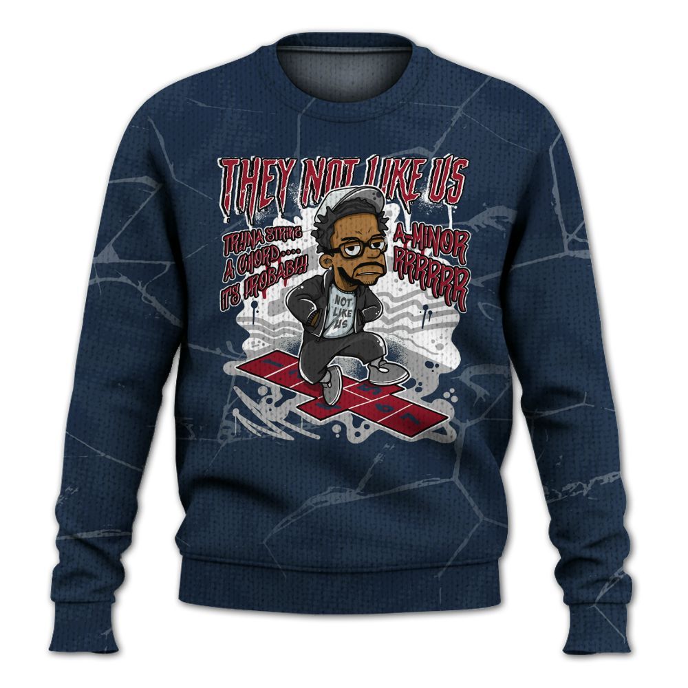 Knitted Sweater To Match White Midnight Navy 6s - Hopscotch Dislike Us Graphic Crack