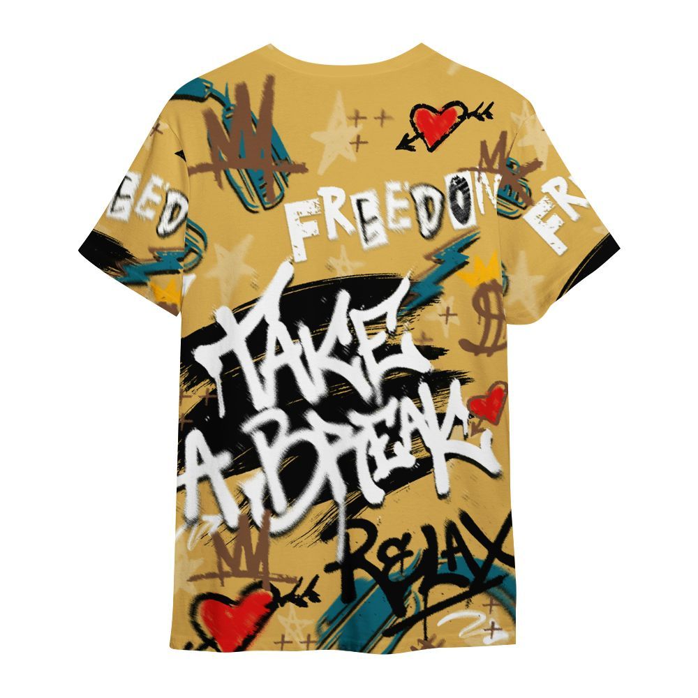 Shirt To Match Retro Cacao Wow 4s - Take Break Freedom Graffiti Streetwear All Over Print