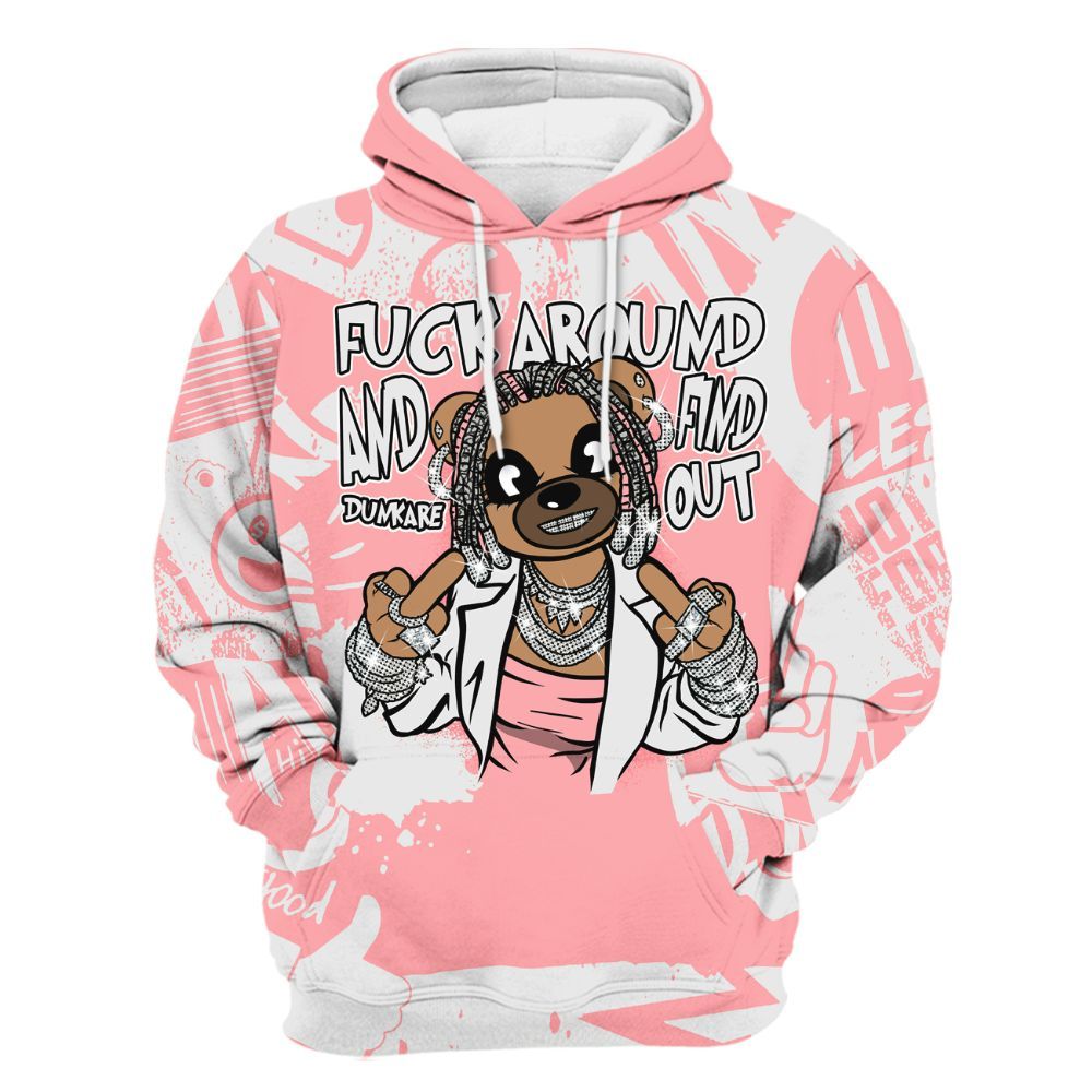 Hoodie To Match Retro Wings 3s - F#ck Around Bear Bear Monogram Graffiti All Over Print