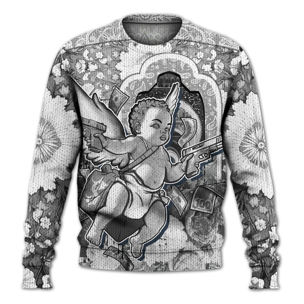 Knitted Sweater To Match Black Wolf Grey 12s - Angel Money Bag