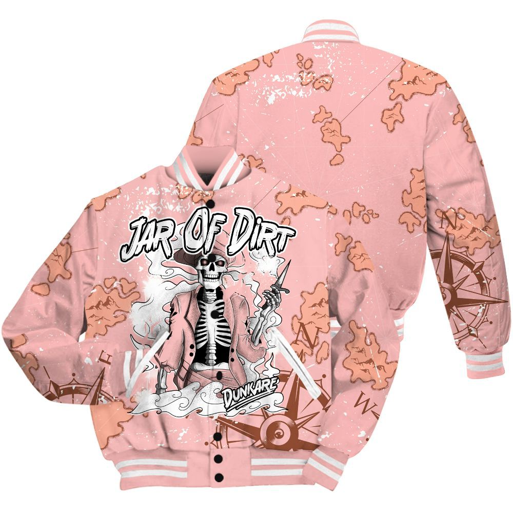Varsity Jacket To Match Low Legend Pink 11s - Skeleton Jar Of Dirt Retro All Over Print