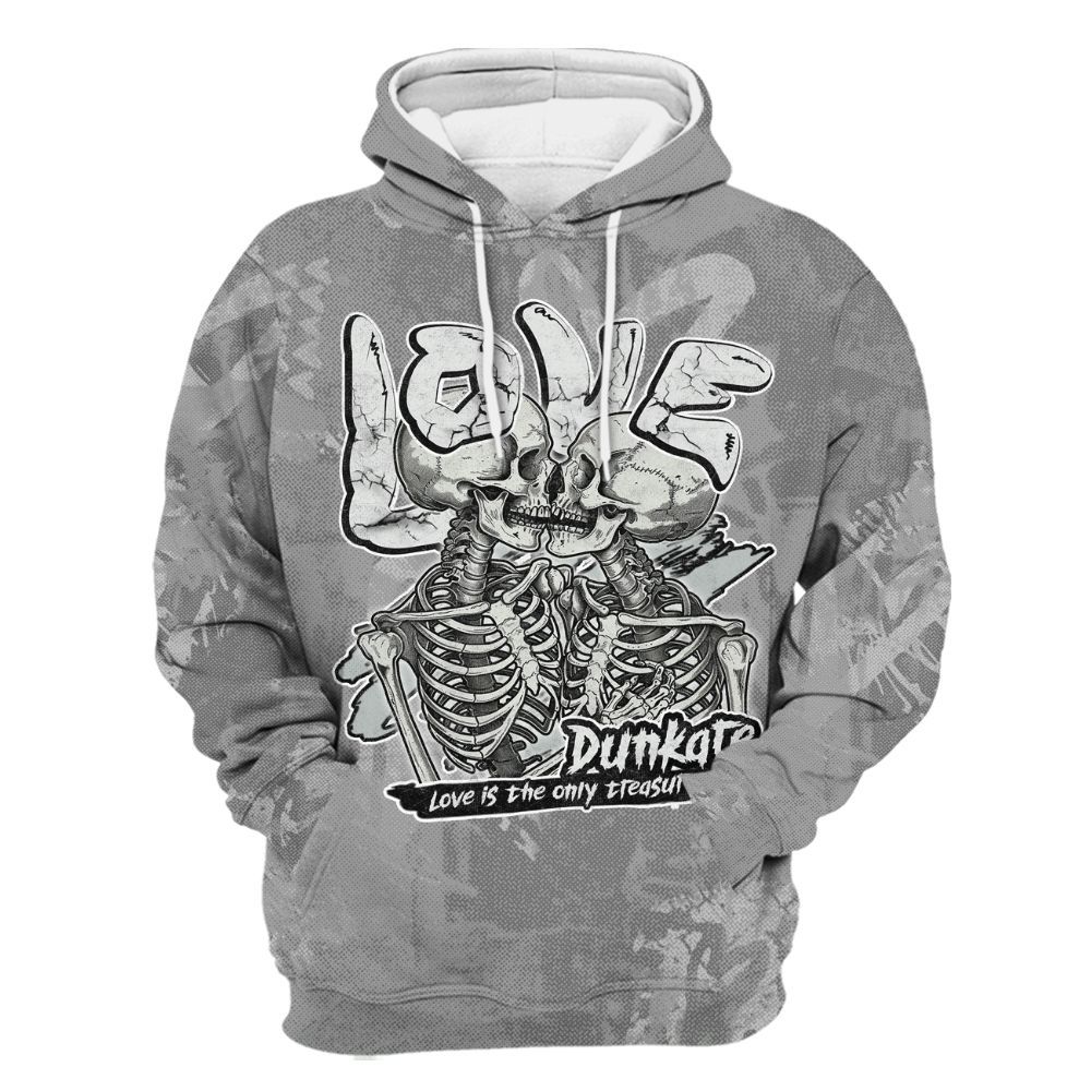 Hoodie To Match Black Wolf Grey 12s - Skull Love All Over Print