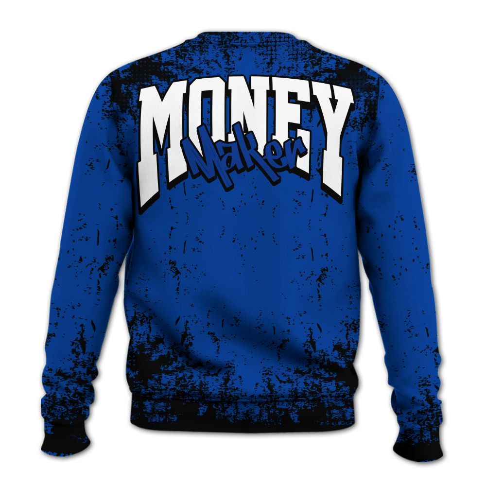 Sweatshirt To Match Hyper Royal 12s - Move In Silence Money Street Retro All Over Print