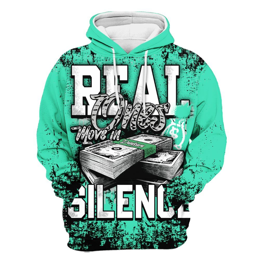 Hoodie To Match Black Green Glow 3s - Move In Silence Money Street Retro All Over Print