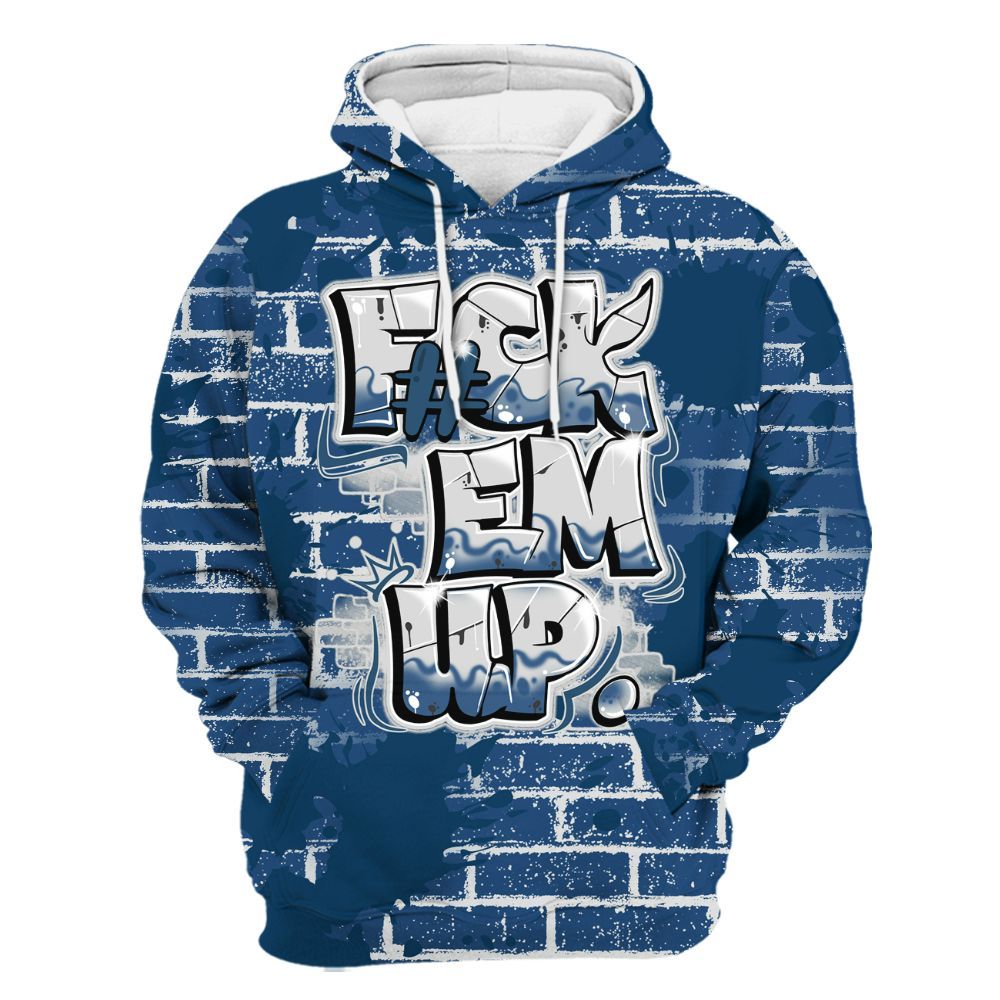 Hoodie To Match High OG Midnight Navy 1s - F#ck Em Graphic Brick Art All Over Print