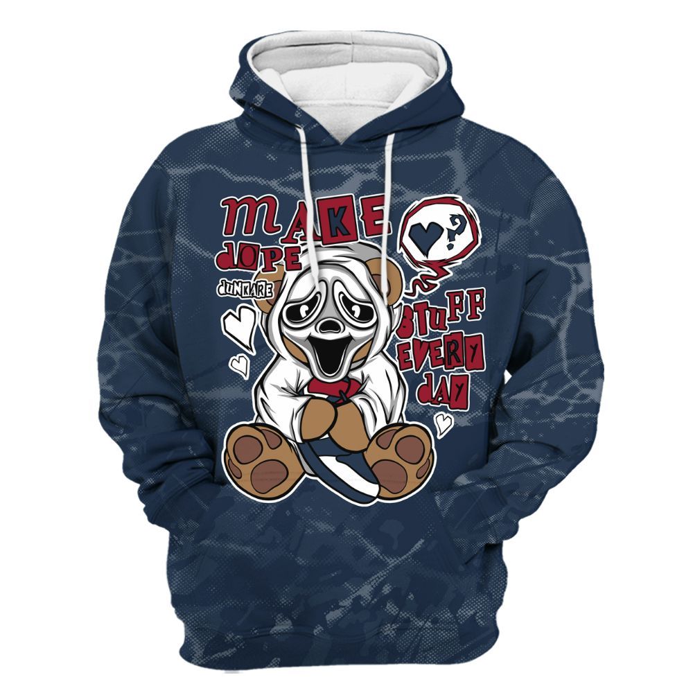 Hoodie To Match White Midnight Navy 6s - Make Dopes Bear Profound All Over Print