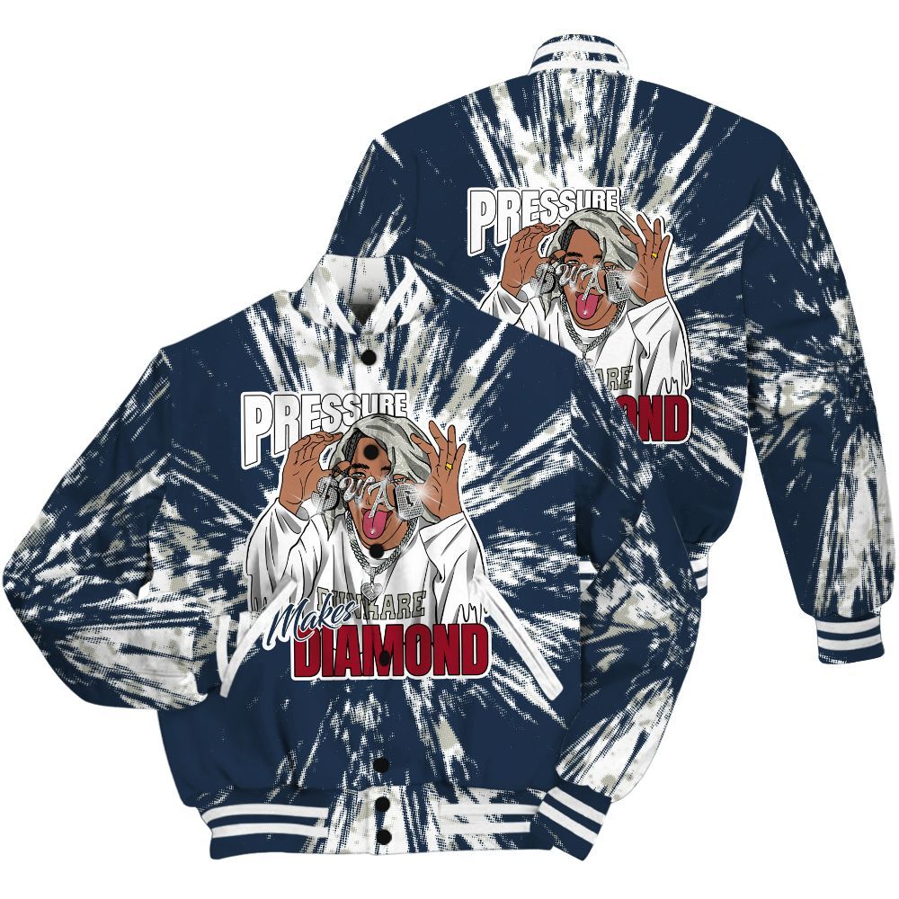 Varsity Jacket To Match White Midnight Navy 6s Shirt - Pressures Makes Varsity Jacket To Match Lux All Over Print