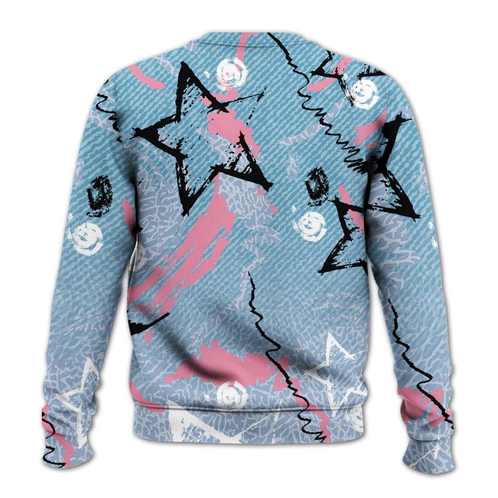 Sweatshirt To Match Denim Pink Glow 3s - Grind Shine Later Drip All Over Print