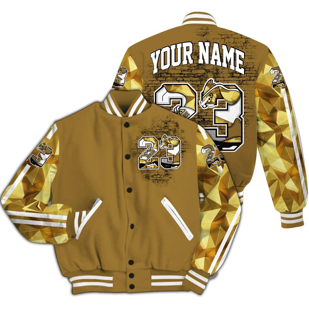 Varsity Jacket To Match NET Gold 4s - Custom Name Number 23 5s All Over Print