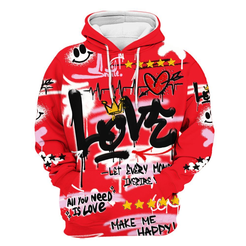 Hoodie To Match Zoom Vomero 5 Valentine's Day 2025 - Happy Love Beats Graffiti Streetwear All Over Print