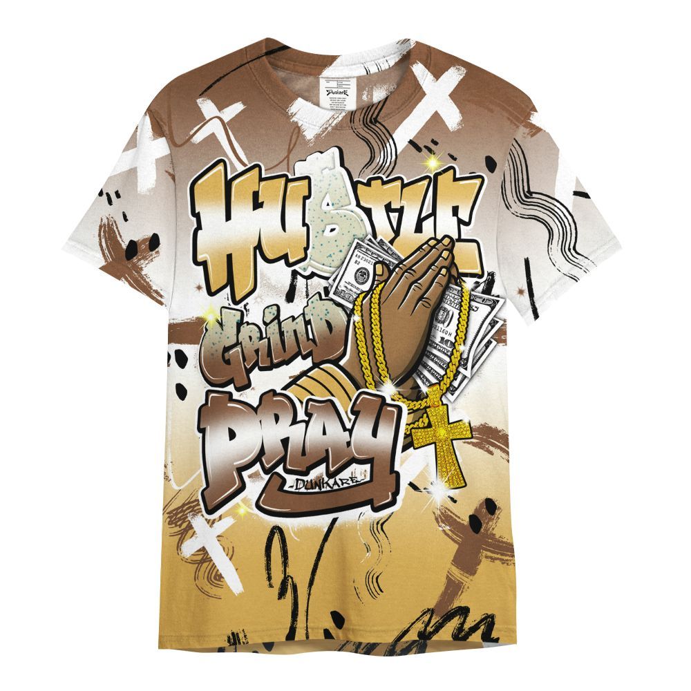 Shirt To Match Retro Cacao Wow 4s - Money Hustle Grind Pray All Over Print