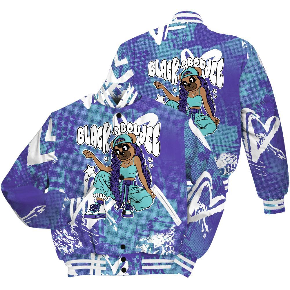 Varsity Jacket To Match Low Hornets 1s Shirt - Boujee Girls Bear Heart Grunge All Over Print
