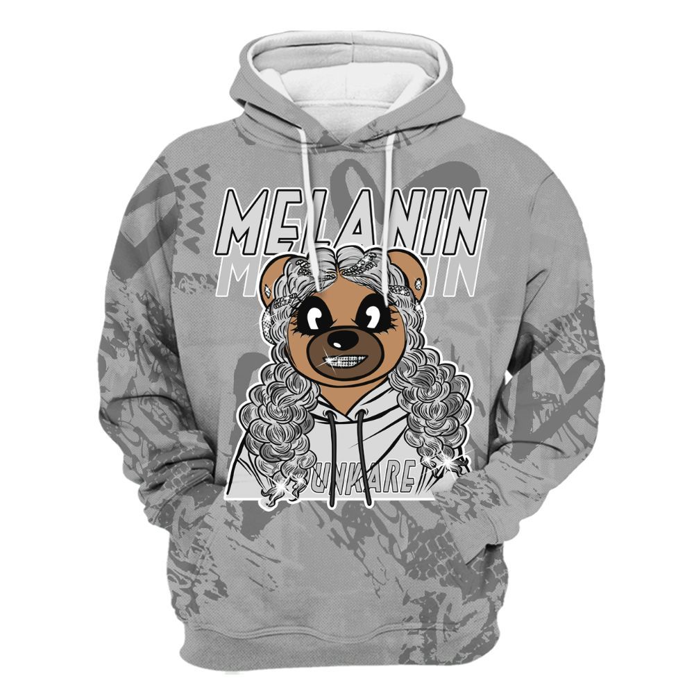 Hoodie To Match Black Wolf Grey 12s - Pigments Bear Heart Grunge All Over Print