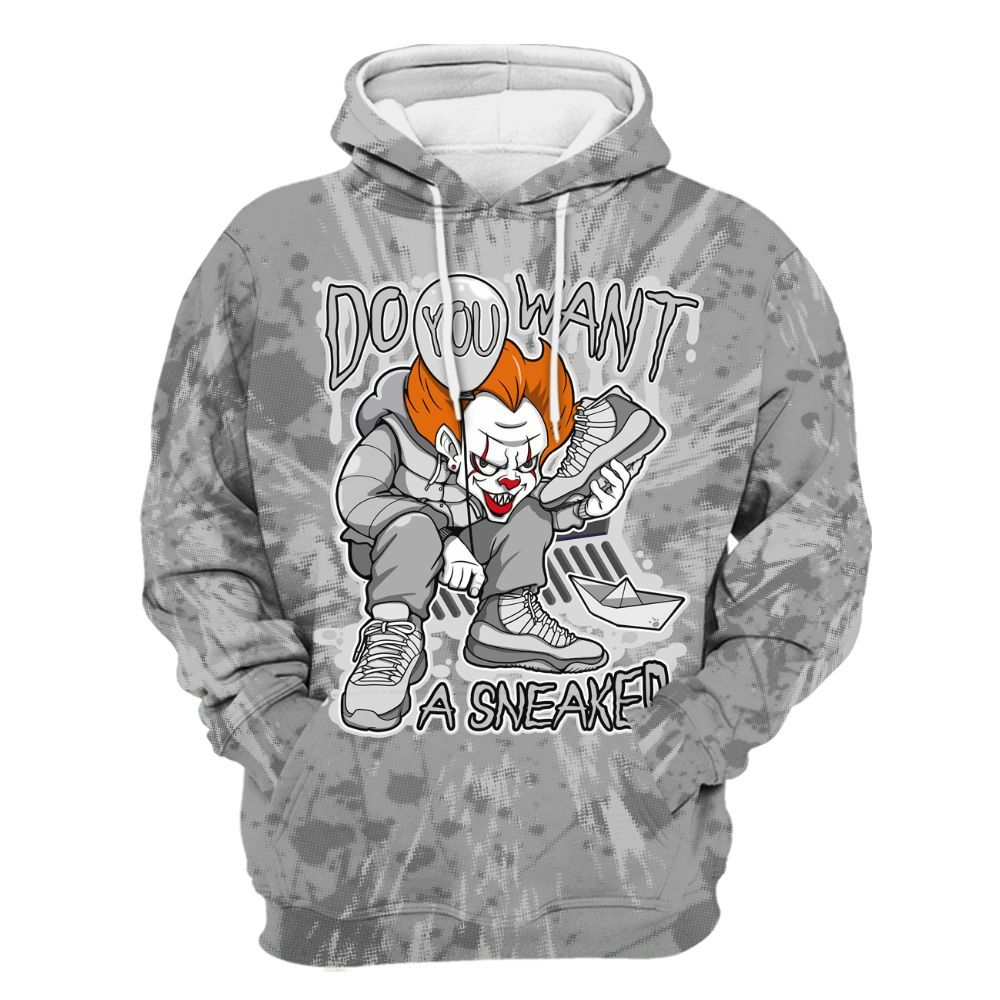 Hoodie To Match Black Wolf Grey 12s - Clown Scary Sneakers Graphic Halloween All Over Print