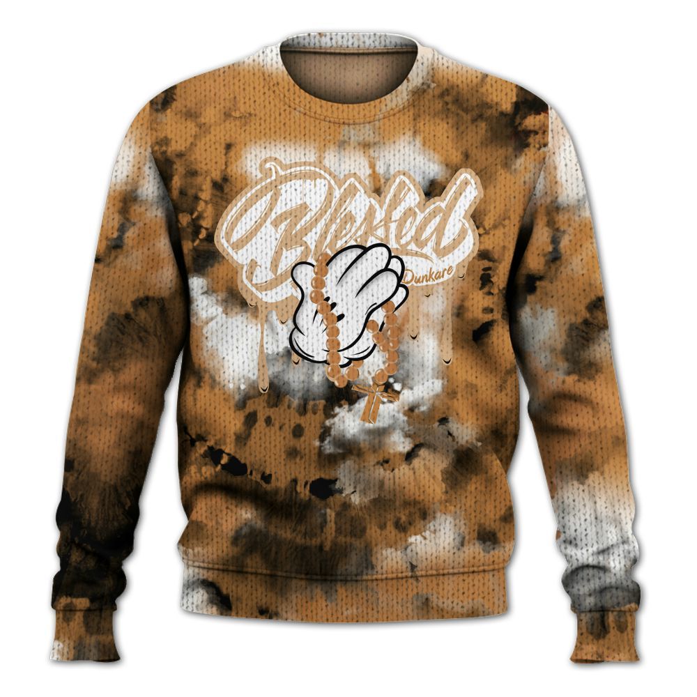 Knitted Sweater To Match Dunk Low Nature Wheat Suede - God Blessed Tie Dye