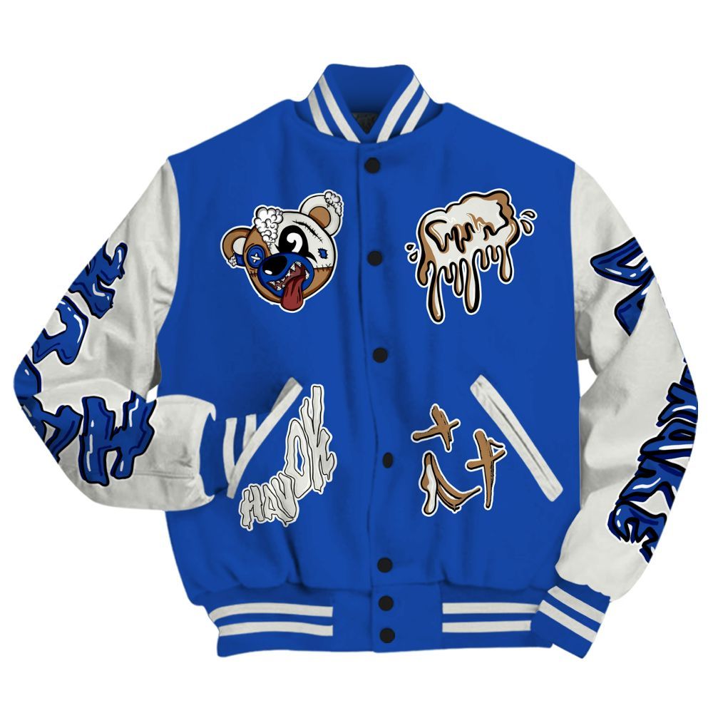 Varsity Jacket To Match Dunk High Racer Blue - Havok Bear All Over Print