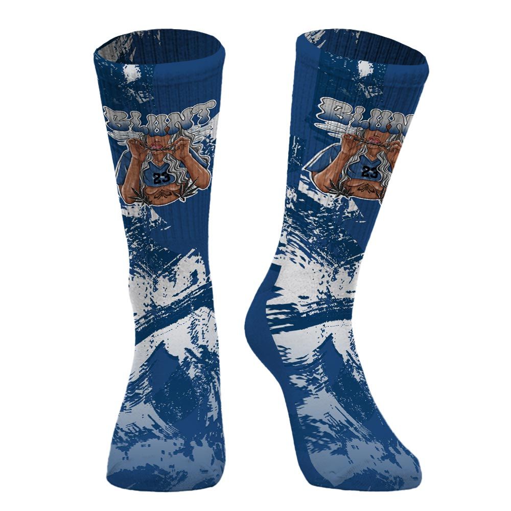 Sock To Match High OG Midnight Navy 1s - Bluntz Unique Circle Splash