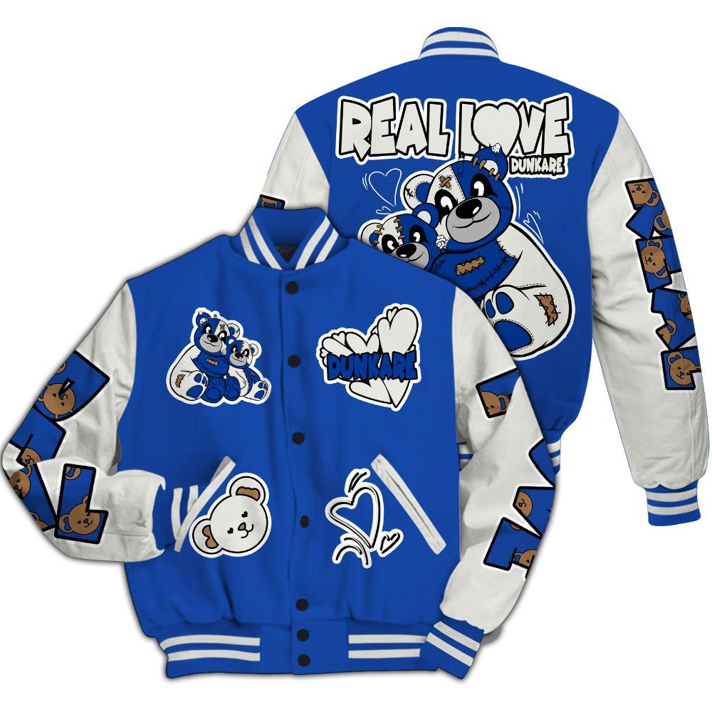 Varsity Jacket To Match Dunk High Racer Blue - Sincere Fondness Bear All Over Print
