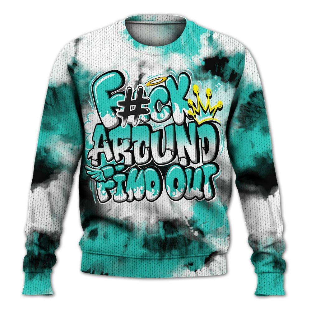 Knitted Sweater To Match Dunk Low Clear Jade - Tie Dye FK Around Find Out