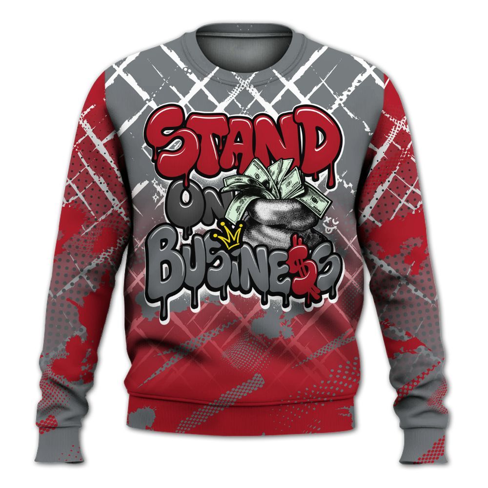 Sweatshirt To Match Retro Fire Red 9s - Halftone Stand Business Dripping All Over Print