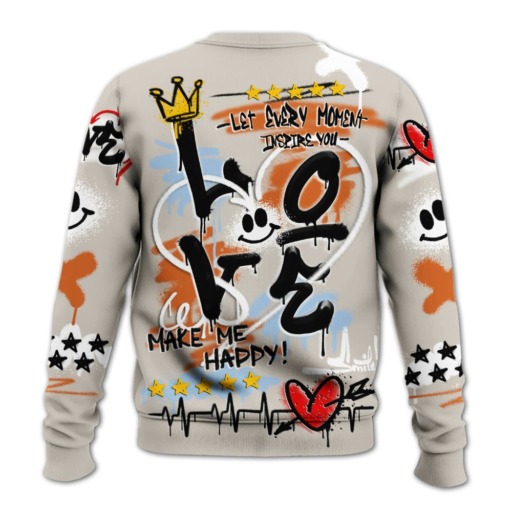 Sweatshirt To Match SE Craft 5s - Happy Love Beats Graffiti Streetwear All Over Print