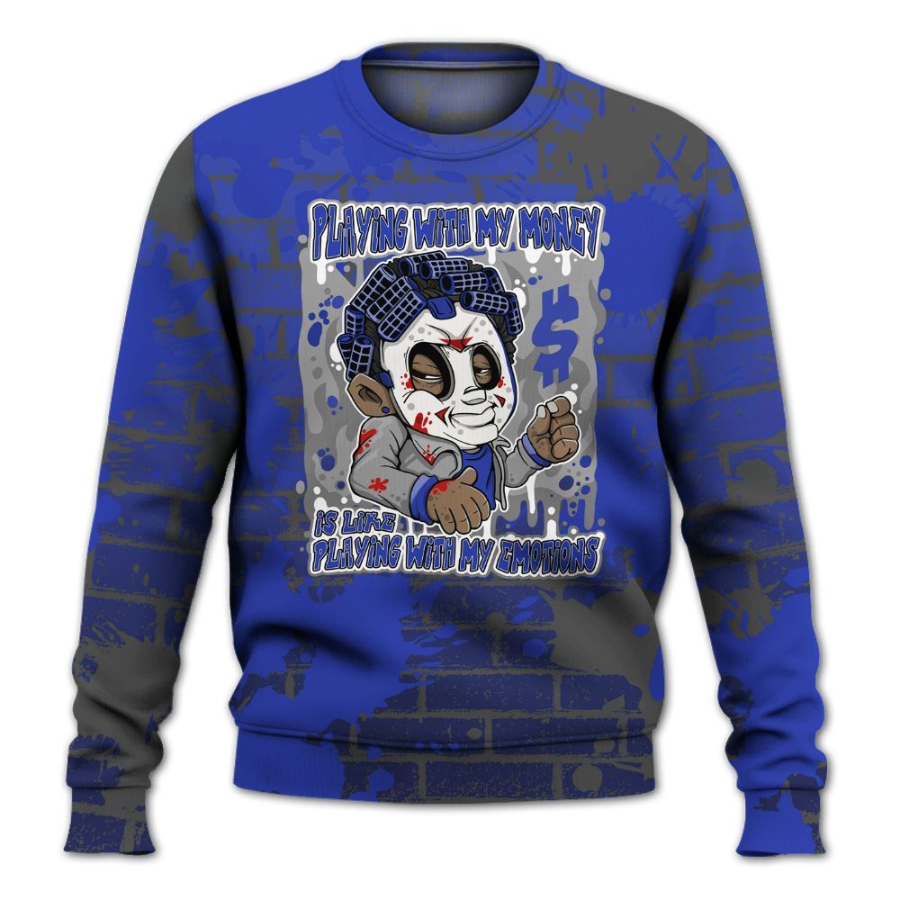 Sweatshirt To Match Air Max Plus Black Racer Blue - Playing With My Money Graphic Halloween All Over Print