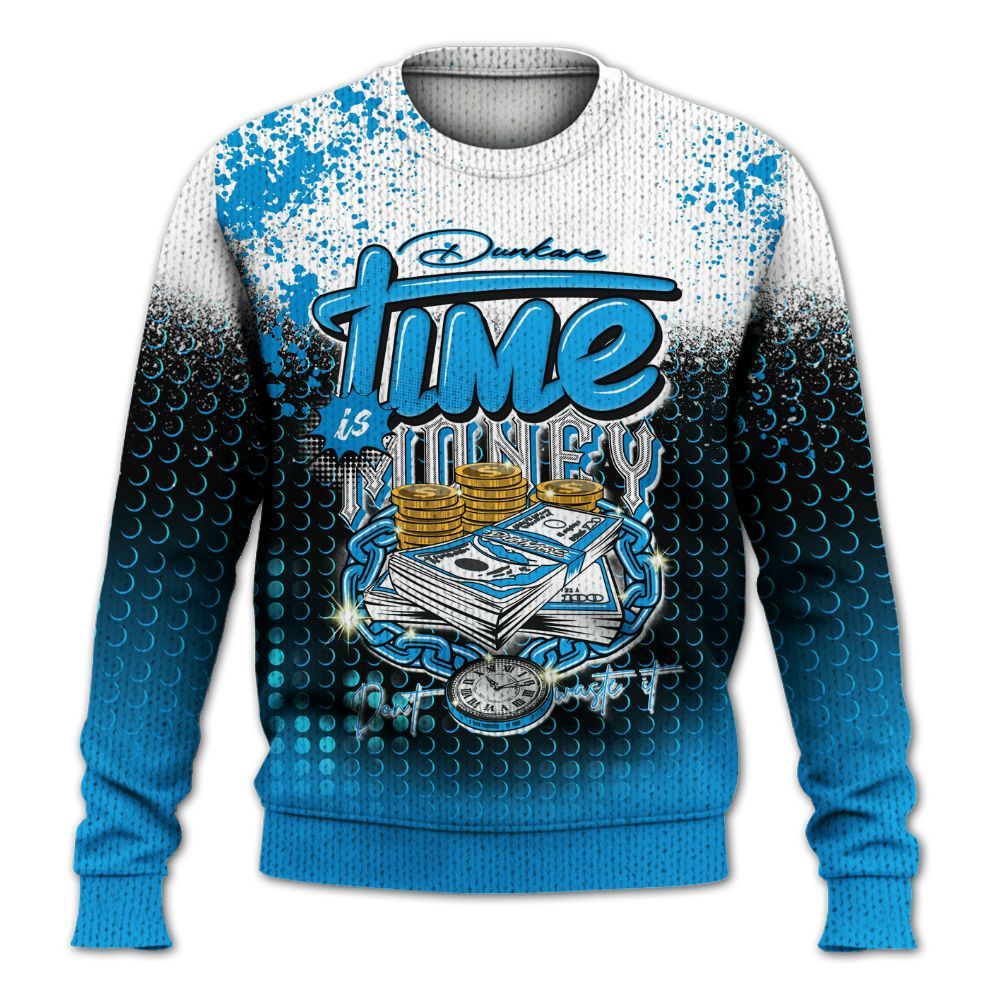 Knitted Sweater To Match Black University Blue 2022 13s - Halftone Time Is Money
