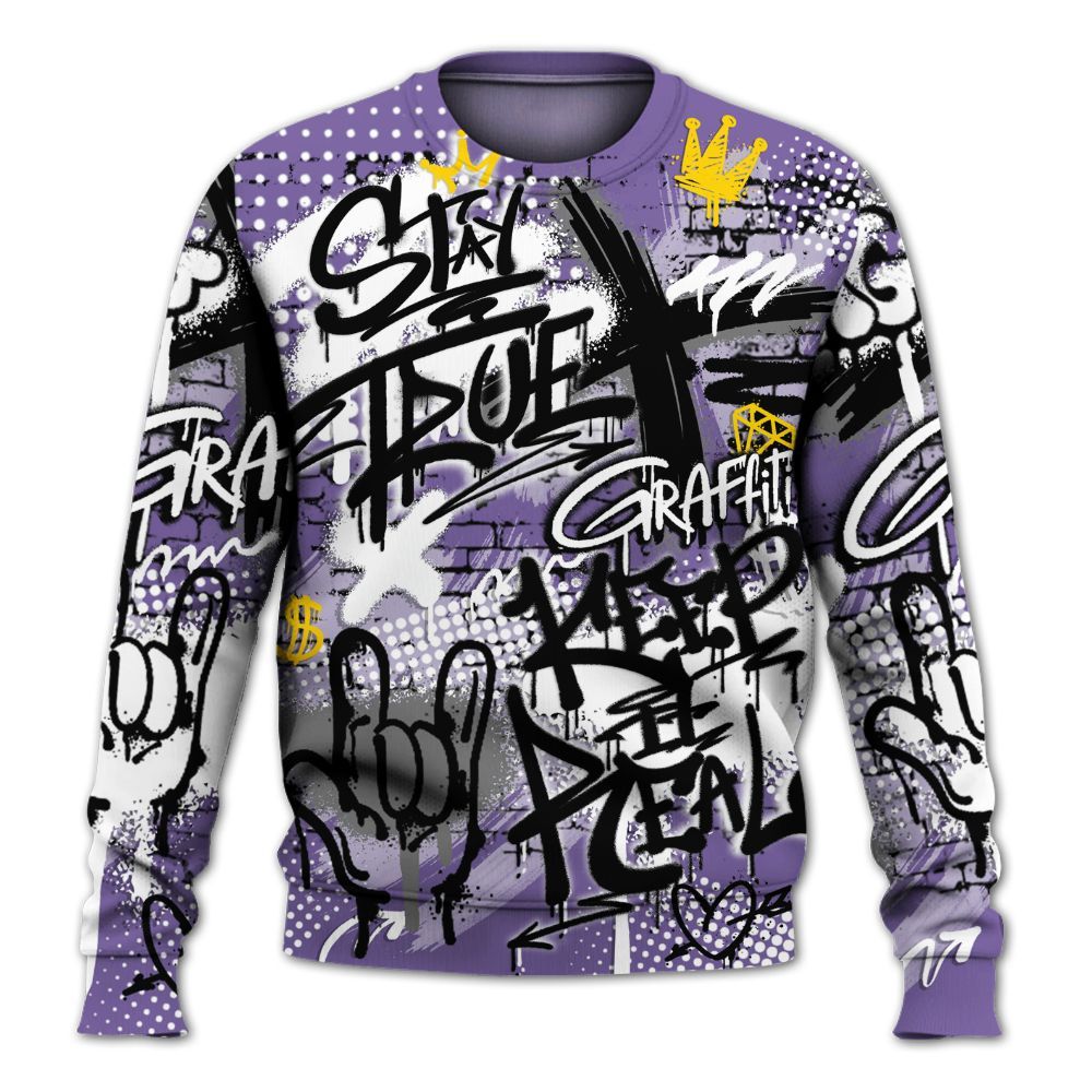 Sweatshirt To Match Dunk Low Black Raspberry - True It Real Graffiti Streetwear All Over Print