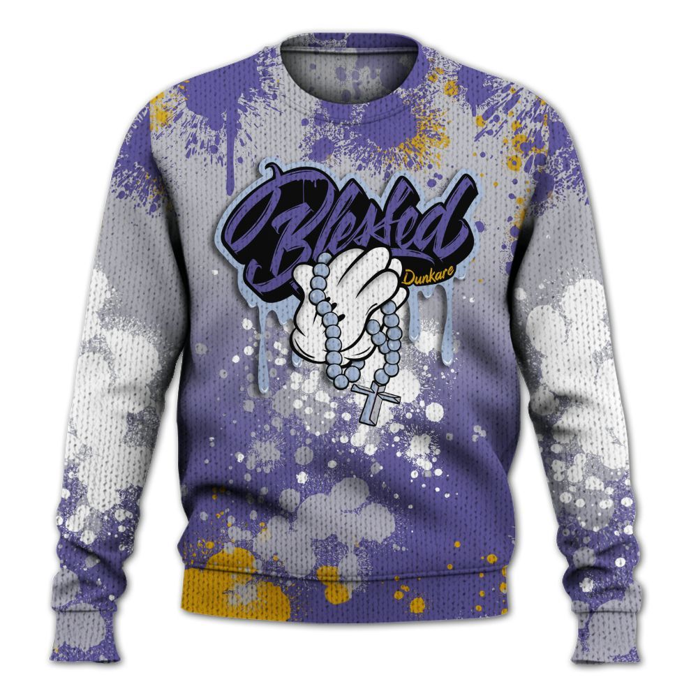 Sweater To Match Lakeshow 4s - God Blessed Ink Drip Graphic