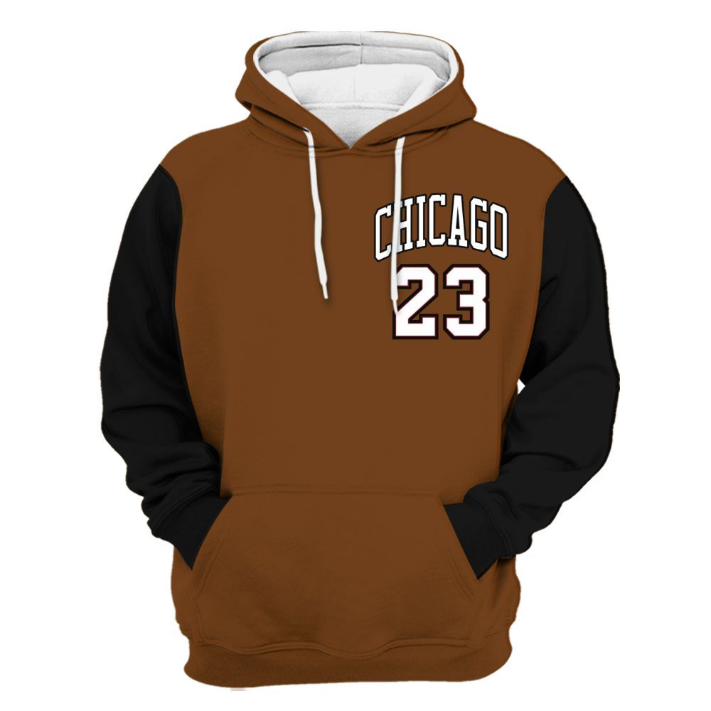 Hoodie To Match Archaeo Brown 5s Varsity Jacket, Custom Name Chicago 23 All Over Print