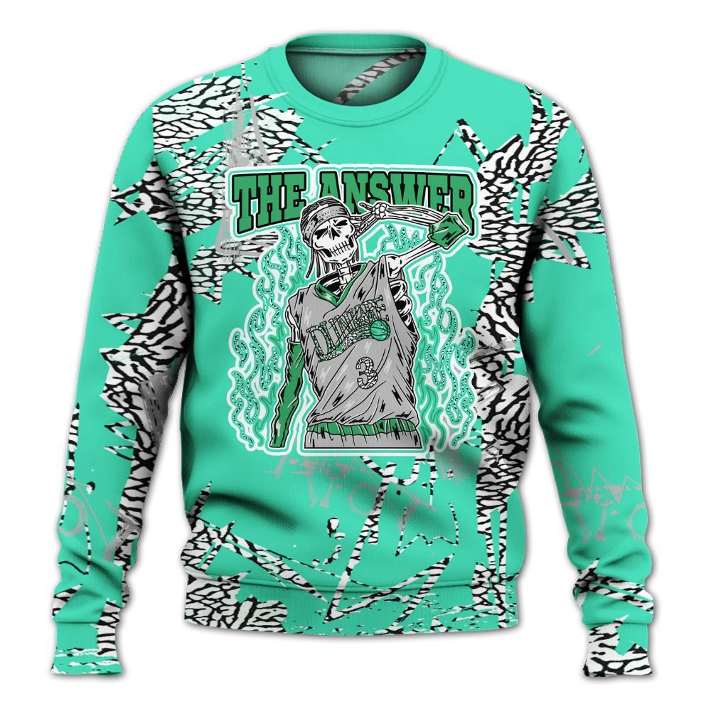 Sweatshirt To Match Black Green Glow 3s - Allen Answer Skeleton Messyz All Over Print