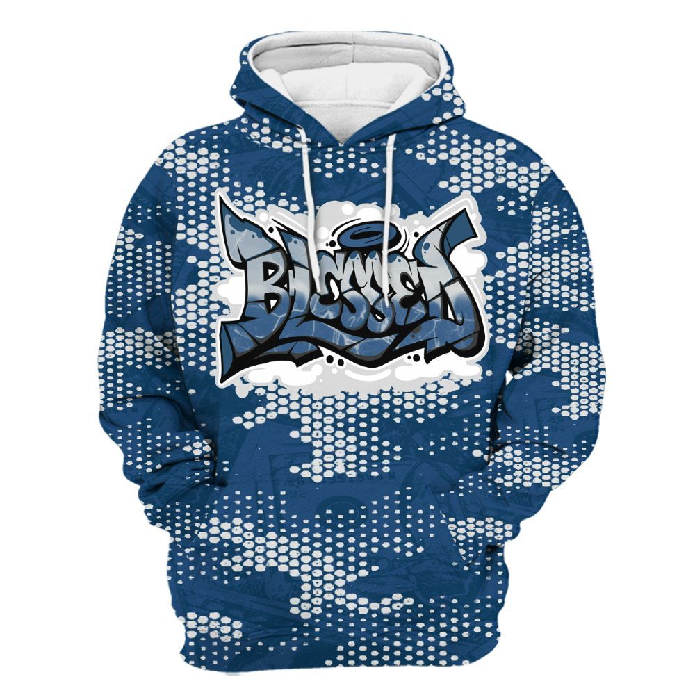 Hoodie To Match High OG Midnight Navy 1s - Blessing Graphic Banknotes All Over Print