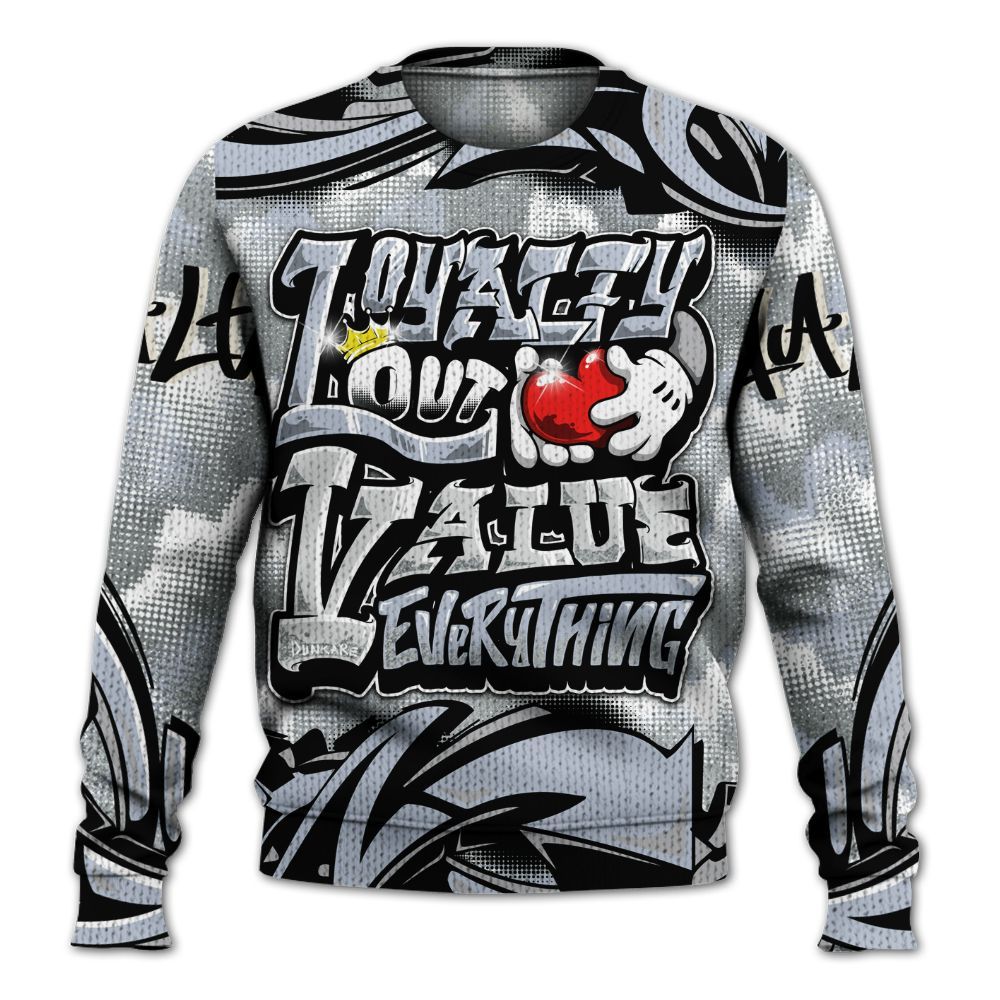 Sweater To Match White Metallic 2026 5s - Loyalty Out Value Graffiti Graphic