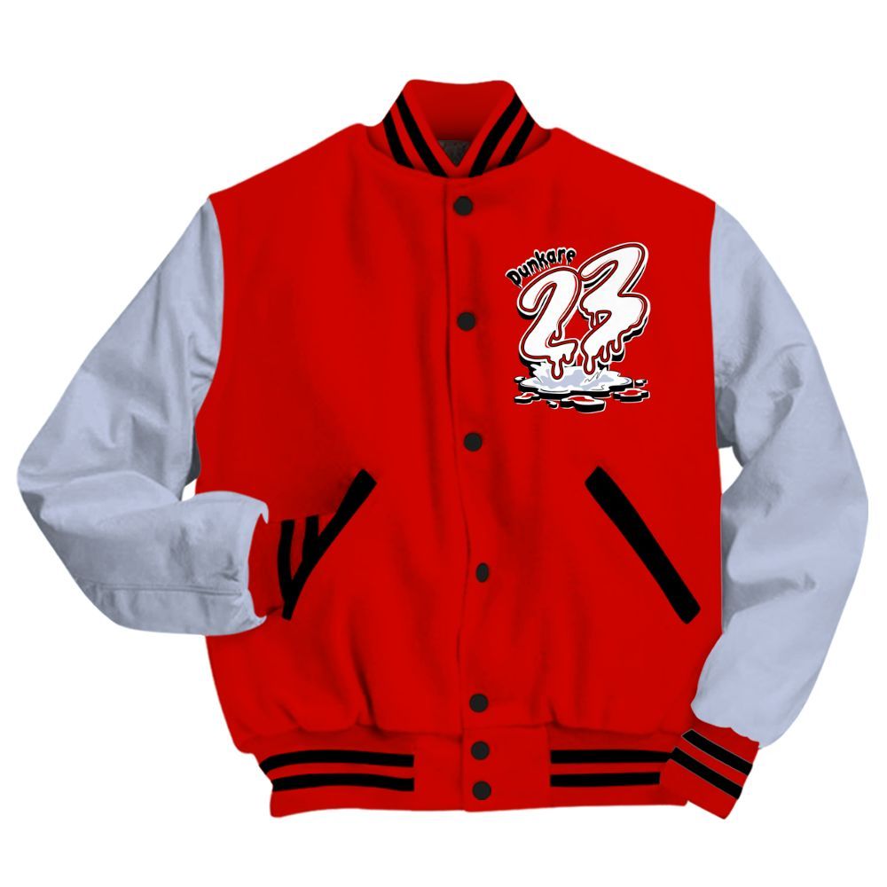Varsity Jacket To Match Fire Red 6s - Custom Name 23 Drip All Over Print