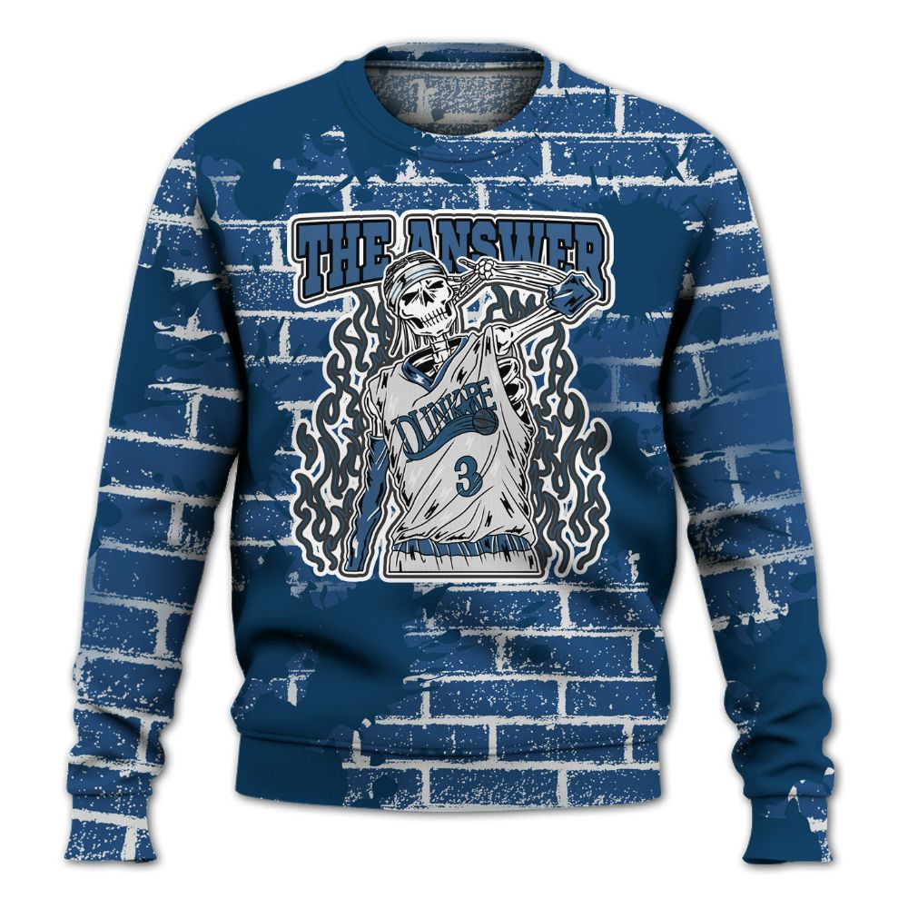 Sweatshirt To Match High OG Midnight Navy 1s - Allen Answer Skeleton Brick All Over Print