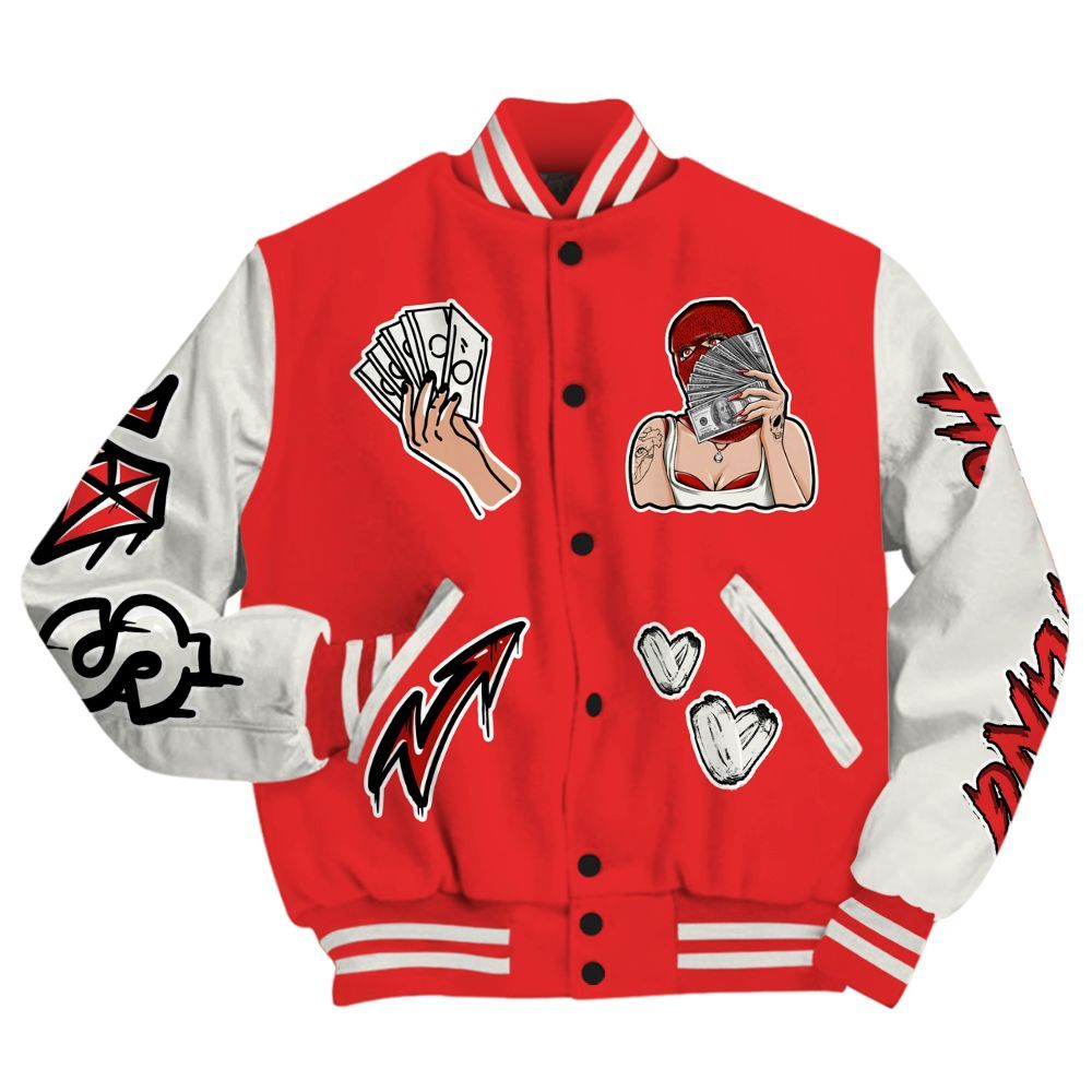 Varsity Jacket To Match Air Max 1 Jacquemus Red - Hustling Unique All Over Print