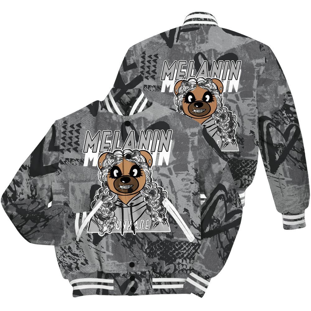 Varsity Jacket To Match White Thunder 4s Shirt - Pigments Bear Heart Grunge All Over Print