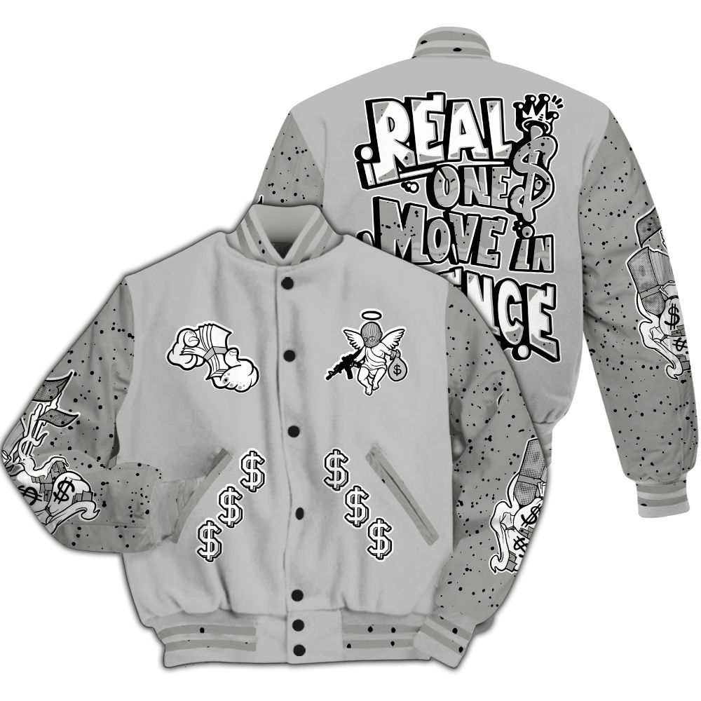 Varsity Jacket To Match Retro White Oreo 4s - Ones Move In Silence Graphic All Over Print