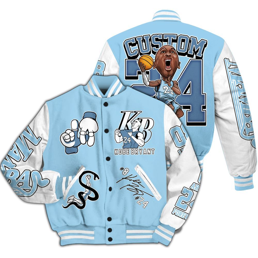 Varsity Jacket To Match Legend Blue 11s Varsity Jacket- Legend 24 Snake Mamba Graphic Custom Name All Over Print