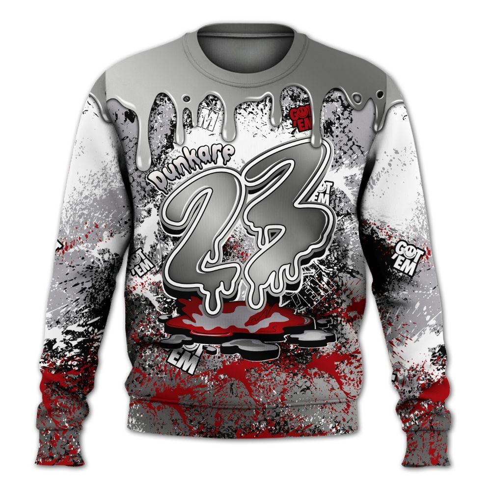 Sweatshirt To Match Metallic Silver 14s - Dripping 23 Drip All Over Print