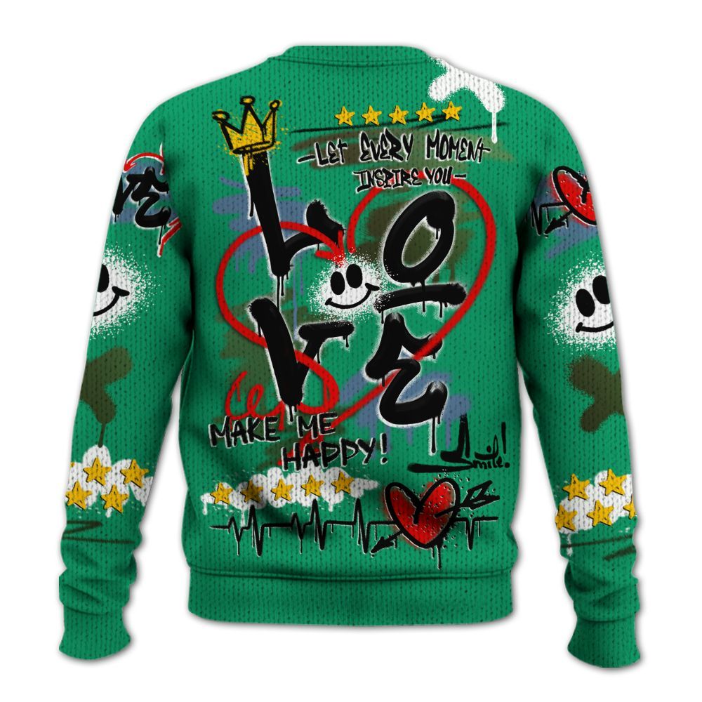 Sweater To Match Foamposite Pro Pine Green 2025 - Happy Love Beats Graffiti Streetwear Graphic
