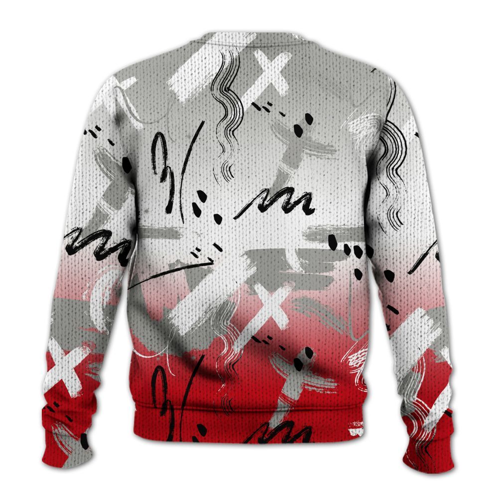 Knitted Sweater To Match Air Griffey Max Gray Reds 1s - Money Hustle Grind Pray