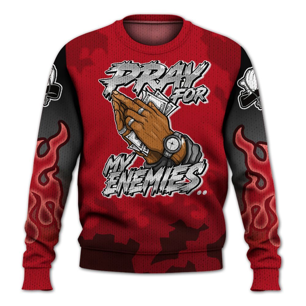 Knitted Sweater To Match Bred Velvet 11s - Prayed For Enemies Graphic Blessing